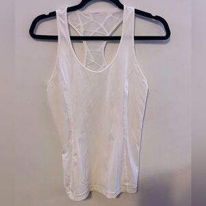 Lululemon Athletica White Tank Top with Lace Back Accent